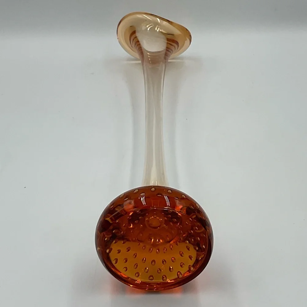 Vintage Amber Swedish Aseda Glasbruk Hand Blown “Jack in the Pulpit” Vase